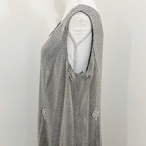 Onyx Nite Vintage Wendye Chaitin Silver Metallic Mesh Fringe Midi Dress & Duster - Picture 5 of 11